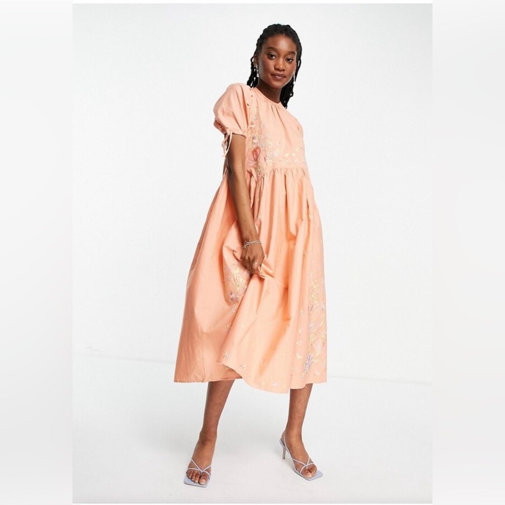 Asos Embroidered Midi Dress - Size 2